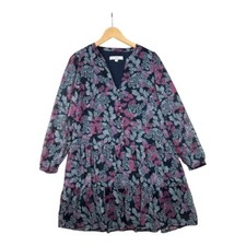 LOFT Floral Print Tiered Dress Long Sleeve Casual Party Dress Size S