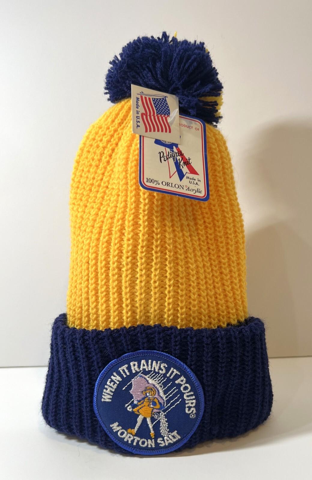 Vintage 1914 Morton Salt Umbrella Girl Knit Pompom 70s-80s Promo Rare Collectible