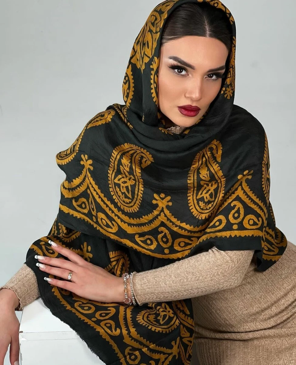 Gold and 2024 black silk scarf