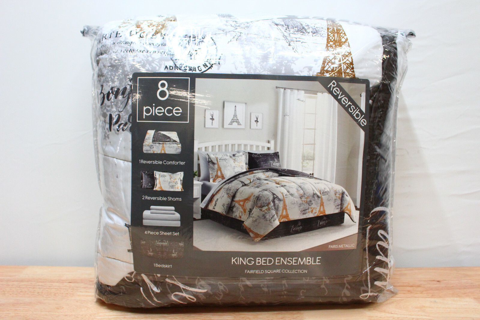 Fairfield Square 8 Piece King Comforter Set Paris Reversible Gold A08113 For Fairfield Square 8 Piece King Comforter, King Paris Bedding