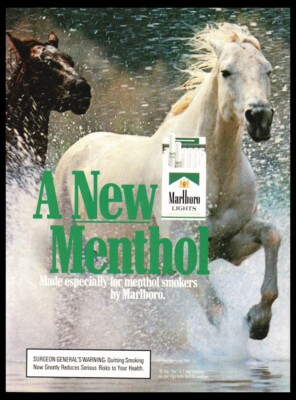 1988 Marlboro Menthol-cigarette print ad-mini poster-White Horse