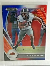 2021 Chuba Hubbard Prizm Draft RED WHITE BLUE RC Prizm & RC Base #125. PANTHERS