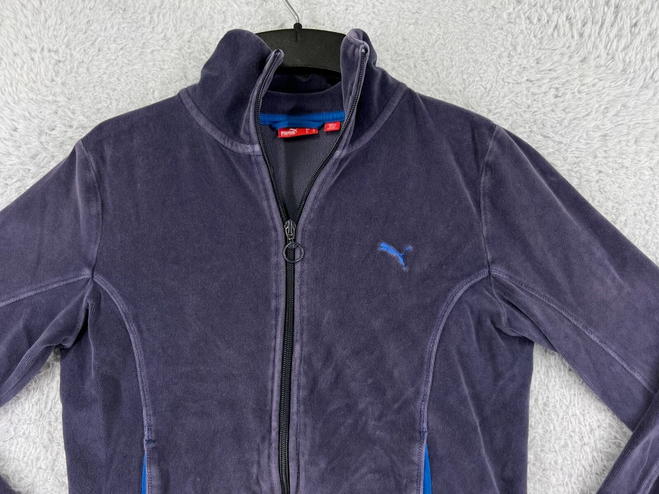 Puma Jacket Youth Girls L Purple Fleece Pockets Mock Neck Athletic Sports Gym Tr - Image 4 of 4