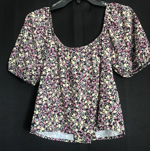 Row A- Womens Button Front Puff Sleeve Floral Print Top New XS - Picture 2 of 9