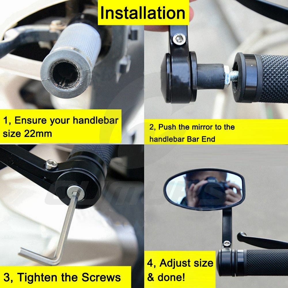 Black Motorcycle 7/8 Handle Bar End Side Rearview Mirrors For Kawasaki Vulcan S - Foto 5