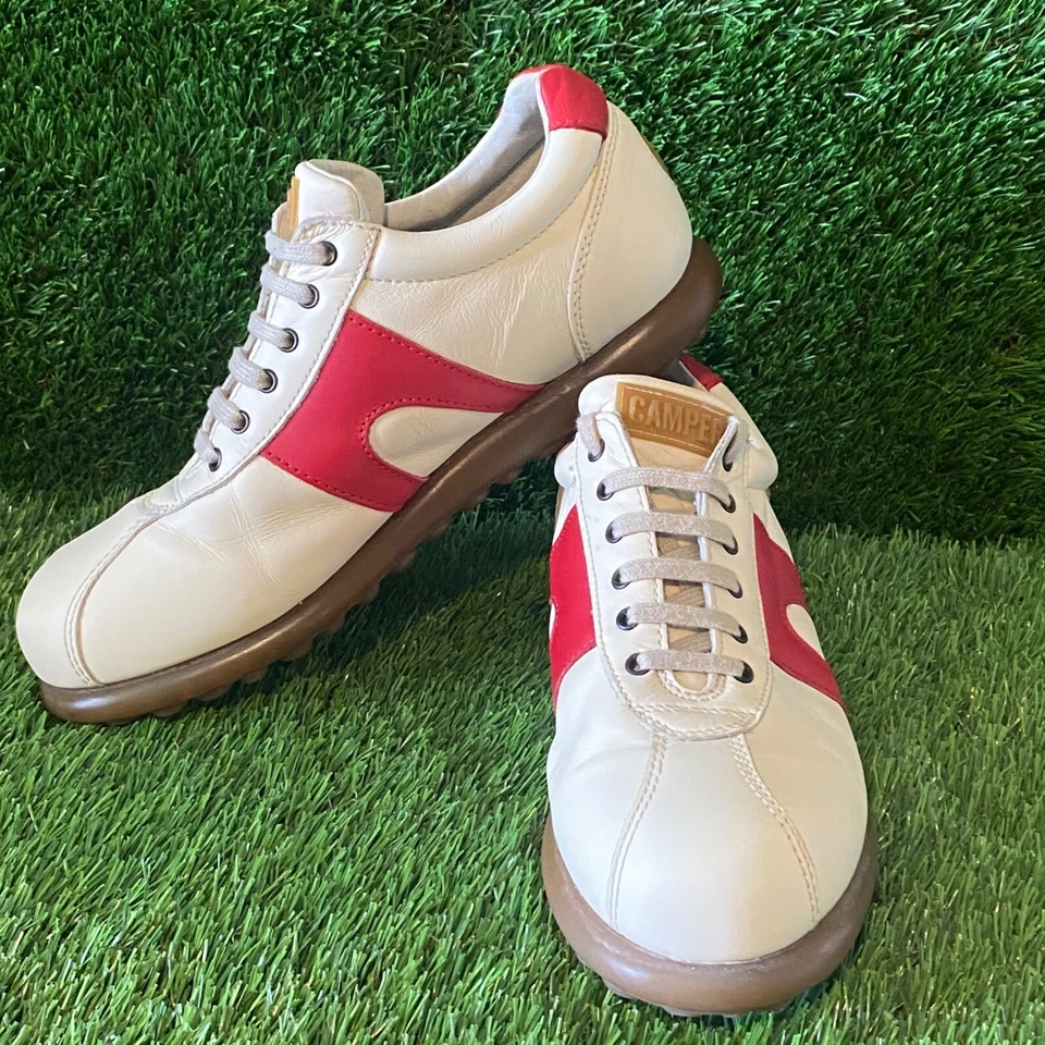 Camper Shoes pelotas women’s white leather with Red Lace Up Size 9 /40 RARE - Image 2 of 4