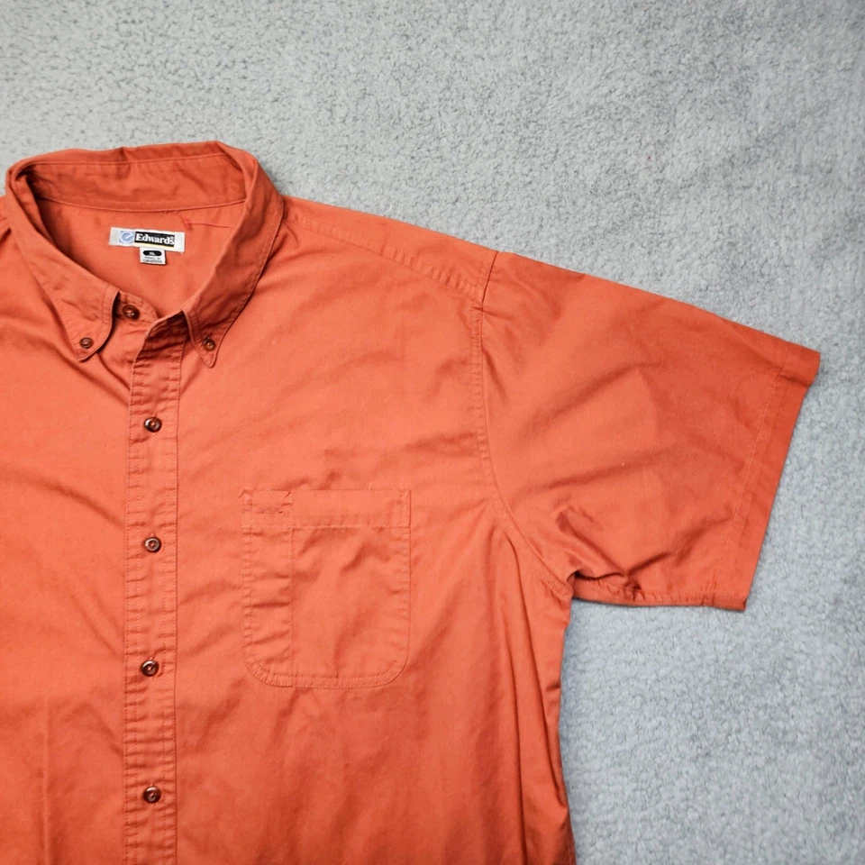 Camisa masculina Edwards XL laranja manga curta bolsos com botões casual - Imagem 4 de 4