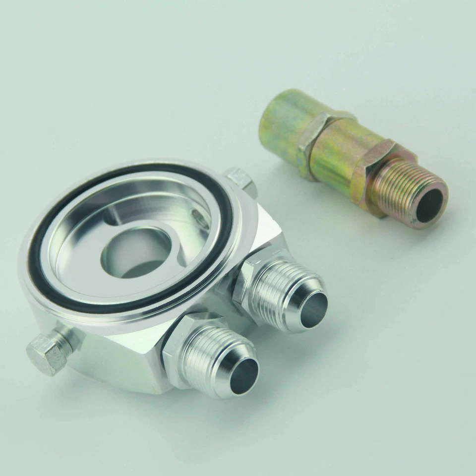 Адаптер масляного фильтра 10AN кулер сэндвич-пластиной отправителя подходит для Chevrolet Ford серебристый - Изображение 2 из 4