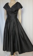 Laura Ashley Kleid 38 40 schwarz Wildseide Hochzeit Abendkleid Seide festlich