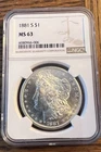 1881-S Morgan Silver Dollar $1 New Orleans NGC MS63 Cert#6080966-006