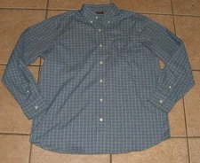 Mens Sz Large Blue Gray Plaid Long Sleeve Button Up Performance Shirt CREMIEUX