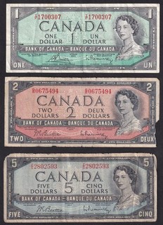 Kanada 3 Banknoten 1954 Zustand siehe Scan #11
