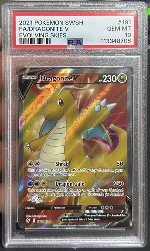 Pokémon Dragonite V Full Art Ultra Rare Holo 191/203 Evolving Skies PSA 10