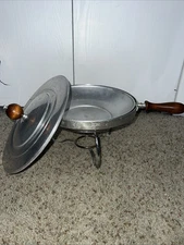 Vintage Fondue Set, Stainless Steel with wood handle