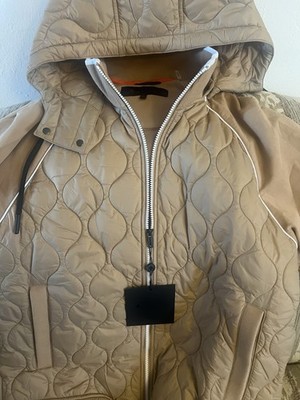 Moose Knuckles Coffee Quilted Hooded Jacket Zip Button women size L