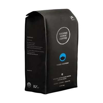 KICKING HORSE COFFEE Three Sisters Medium Roast Coffee 35.2 Ounce Organic Arabica Brew, Whole Bean!!