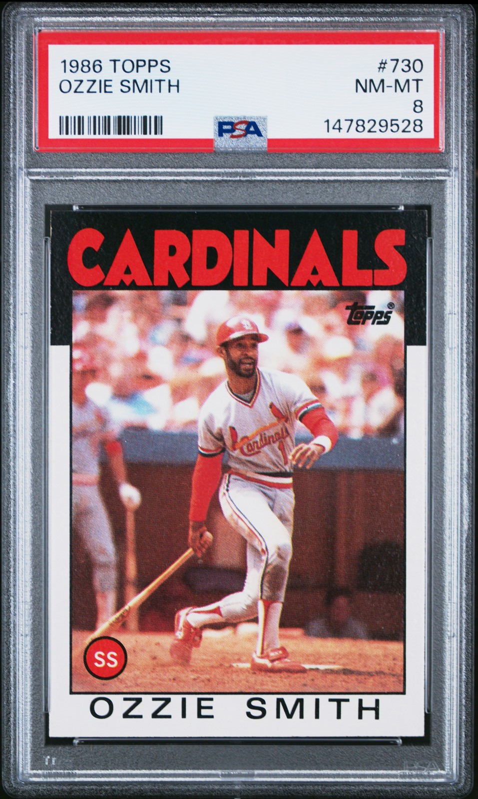 1986 TOPPS #730 OZZIE SMITH PSA 8