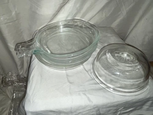 3 Pyrex Grab It Lids 600-B and 1 Pyrex 601 Corning Glass Dish Bowl Lot