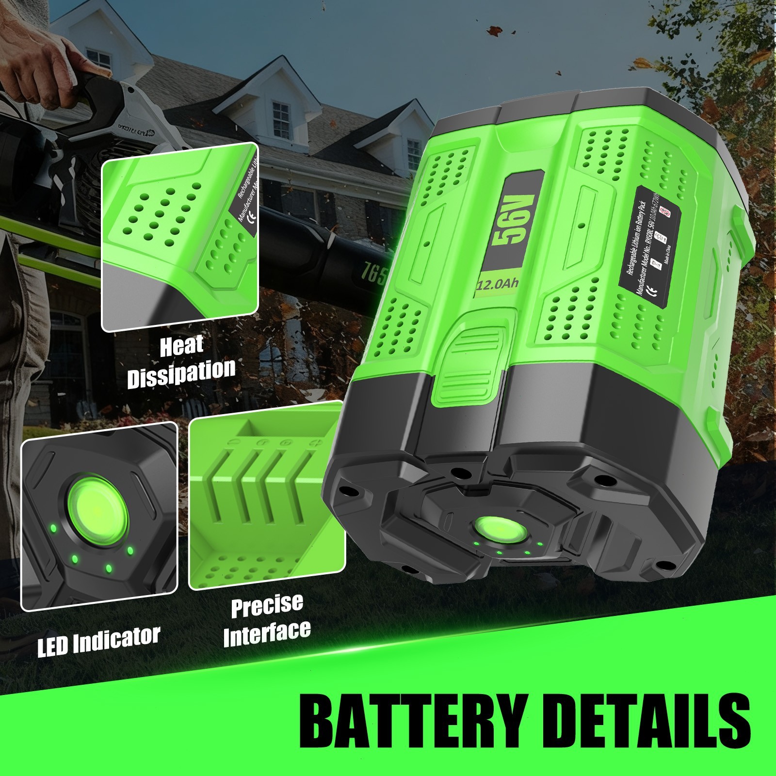 12.0Ah OEM EGO Power+ BA1400T 56-Volt Battery with Upgraded Fuel Gauge (3rd Gen)