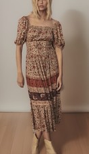 Spell Lady Untamed Midi Dress Small Boho Floral Puff Sleeve Folk Western C