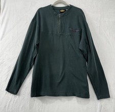 Vintage Harley Davidson Pull Over Green 1/4 Zip Sweater Mens Size Large