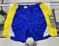 80s 90s Nike Men s Colorblock running shorts with distressed spell out Logo