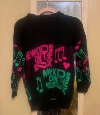 Vintage 90s New Kids On The Block NKOTB Neon Knit Sweater Size S