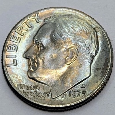 1975 D Roosevelt Dime BU US (Error Coin) (Double die Eye  ️) Wonderful Tone!