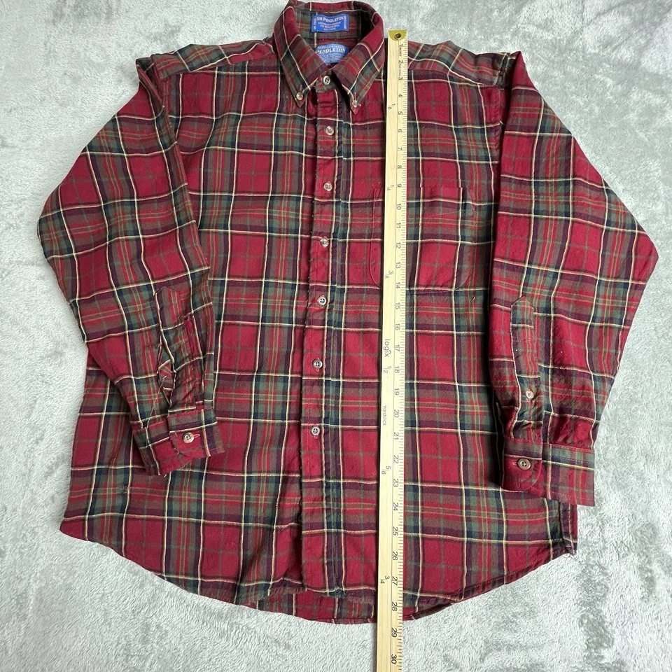 Vintage Pendleton Shirt Mens Large Blue Red Plaid Sir 100% Wool USA Made - Image 2 of 4