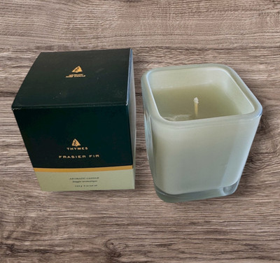Thymes FRASIER FIR NEEDLES CEDAR SANDAL WOOD Candle in Glass Jar 5 Oz NEW IN BOX