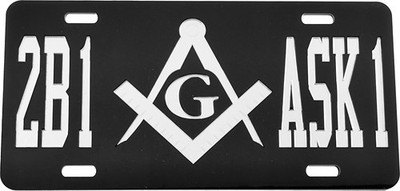 Mason Symbol 2B1 ASK1 Mirror License Plate [Black/Silver - Car/Truck]