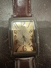 Le Vian Style Chocolate Deco Estate wristwatch with a brown leather Strap