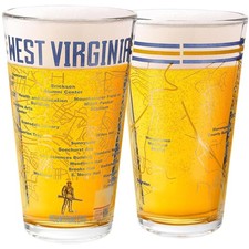 – University of West Virginia Mountaineers College Pint Beer Glasses (Set of ...