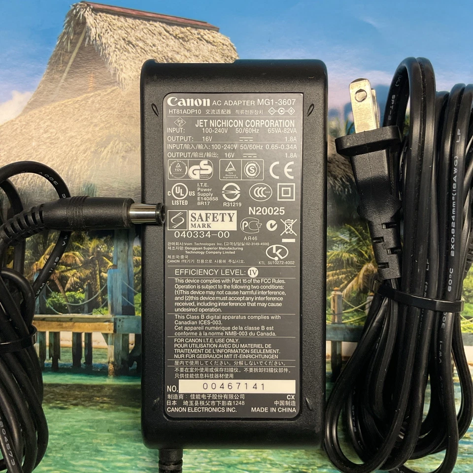OEM Canon AC Adapter MG1-3607 DC 16V 1.8A HT81ADP10 WITH AC POWER CORD - Image 2 of 4