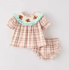 NEW Boutique Turkey Thanksgiving Smocked Embroidered Tunic Baby Girls Outfit