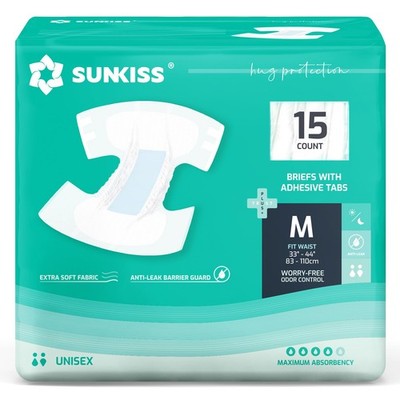 SUNKISS TrustPlus Adult Diapers with Maximum Medium (Pack of 15), White 