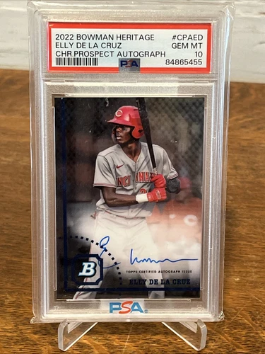 ELLY DE LA CRUZ 2022 Bowman Heritage Chrome AUTO Cincinnati REDS PSA 10