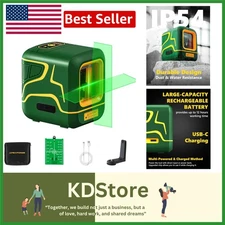 Green Cross Line Laser Level 100ft Range Self-Leveling Rechargeable DIY Tool