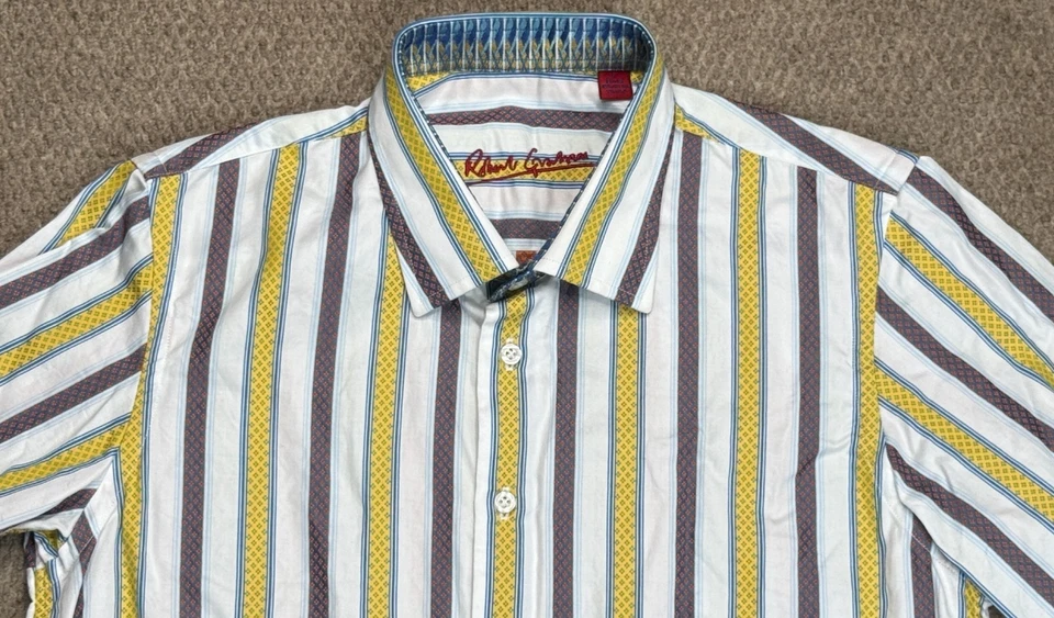 Robert Graham Boys Youth Striped Long Sleeve Shirt Size L 14-16 - Image 3 of 4