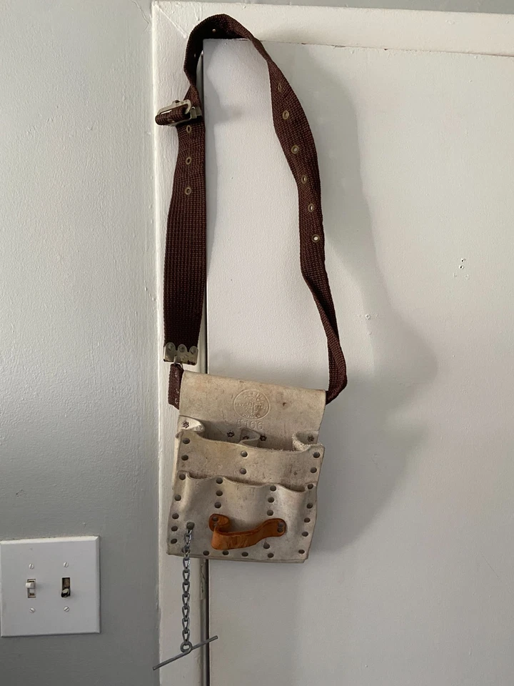 Klein Tools 5166 Bolsa de Herramientas Cuero Vintage y Cinturón Original Electricista Liniero Foto 4 de 4