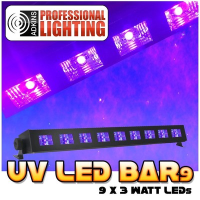 Uv Led Black Light Bar - Super Bright High Output Ultraviolet Leds - 9X3W - 27 Watts Of Black Light (619159944136)