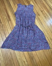 GAP Navy Blue/Pink Paisley Sleeveless Dress w/Belt Women's Medium
