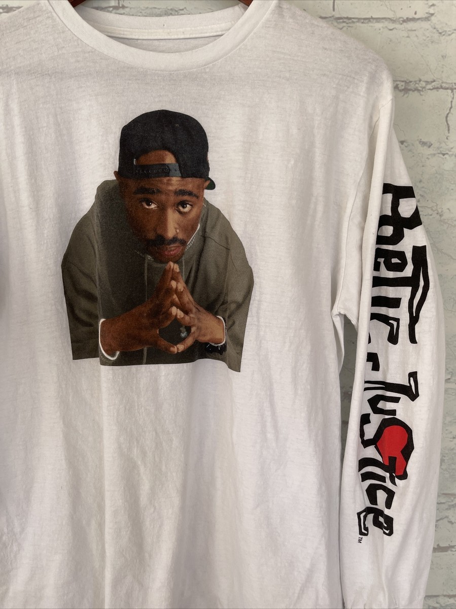 2pac Tupac Shakur Poetic Justice Long Sleeve Tee Shirt - White