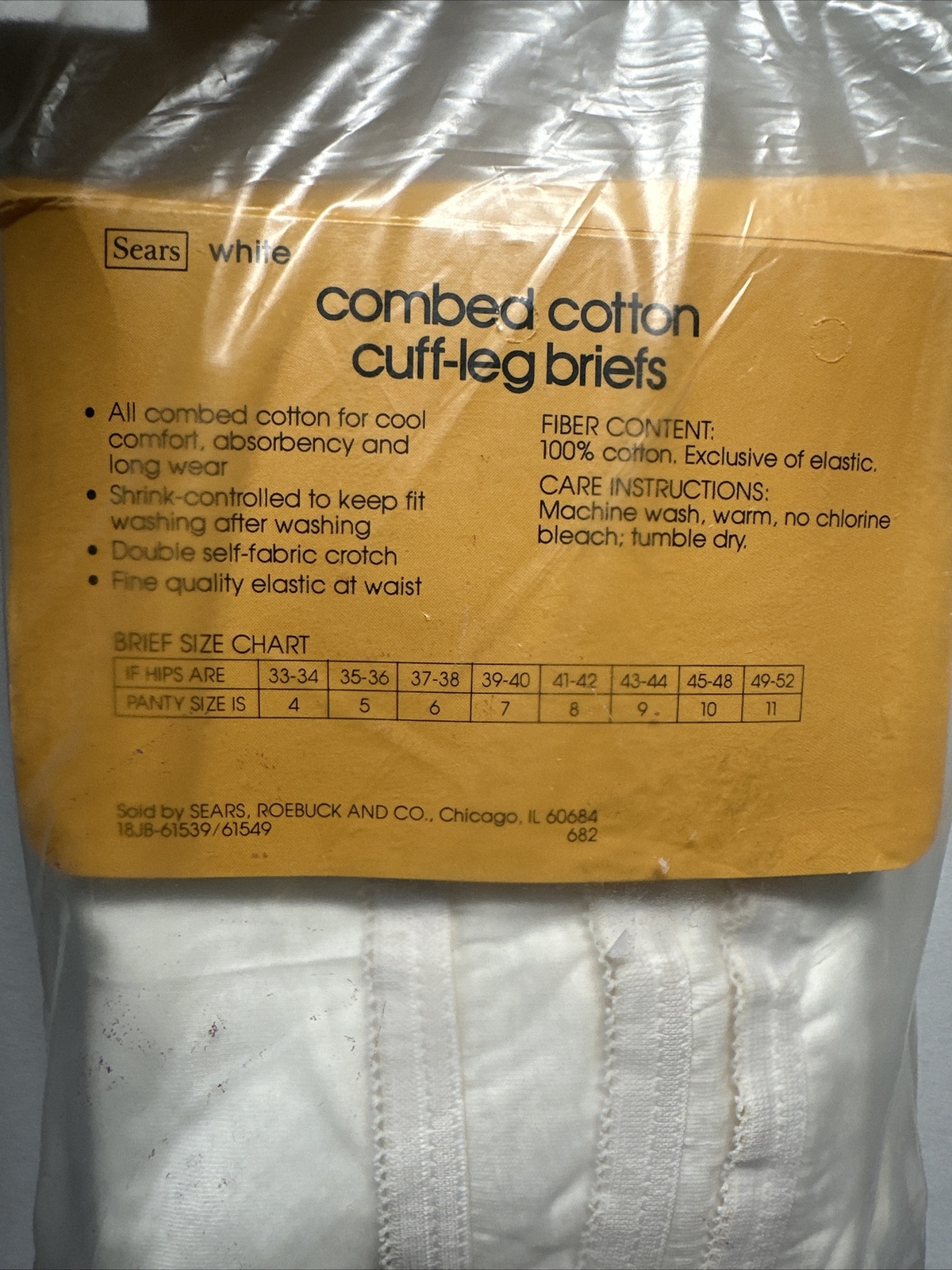 VTG Sears Yellow Package Panty Fuller Cut Cuff Leg Cotton Briefs 3 Pair