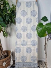 Indian King Size Kantha Cotton Hand Block Blanket Print Handmade Quilt Bedspread