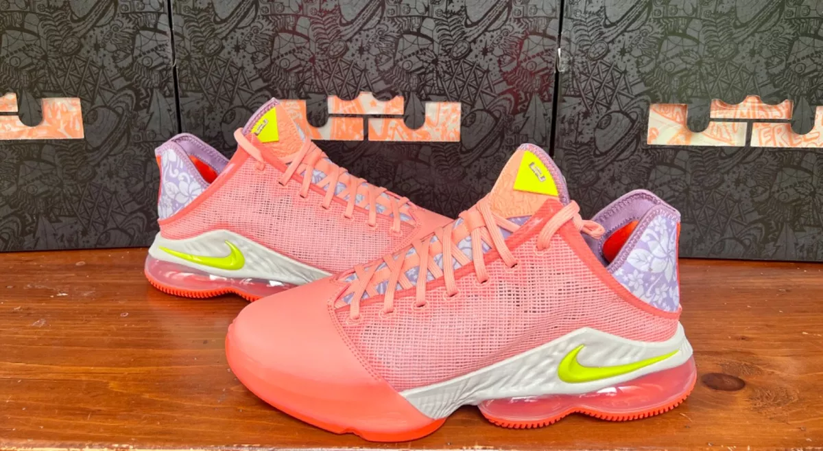 Nike LeBron 19 Low Aloha Crimson Bliss Pink DQ8344-600 Men's New