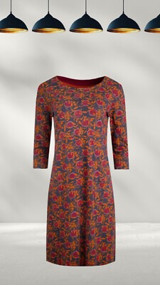 Ex Weird Fish Women's ¾ Sleeve Starshine Jersey Dress In Navy A Bit Defect