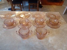 14 Piece Pink Doric and Pansy Depression Glass Child's Set