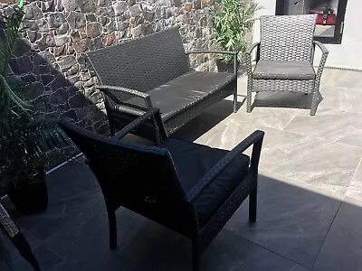 Modern Black Wicker Outdoor Setting Lounging Relaxing Furniture Modern Black Wicker Outdoor Setting