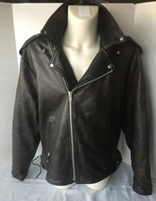 Leather Jacket Vtg Black Heavy Unik Ultra Racer Moto Sz 50 Men's Motorcycle,used